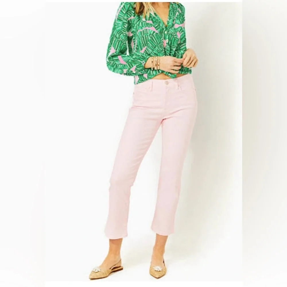 Lilly Pulitzer NWT Annet Crop Flare Jeans in Misty Pink Size 8. - Picture 1 of 6
